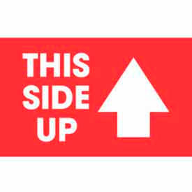 Decker Tape Products DL1481 Paper Labels w/ "This Side Up" Print, 5"L x 3"W, Red & White, Roll of 500 image.