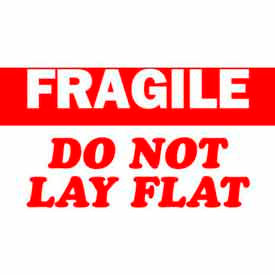 Decker Tape Products DL1531 Paper Labels w/ "Fragile Do Not Lay Flat" Print, 5"L x 3"W, White & Red, Roll of 500 image.