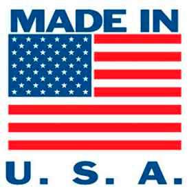 Decker Tape Products DL1609 Paper Labels w/ "Made In USA" Print, 1"L x 1"W, White/Red/Blue, Roll of 500 image.