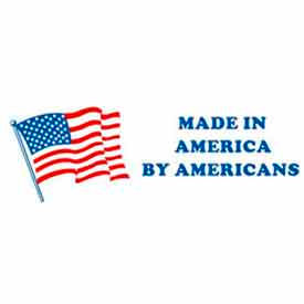 Decker Tape Products DL1665 Paper Labels w/ "Made in America" Print, 6"L x 2"W, White/Red/Blue, Roll of 500 image.