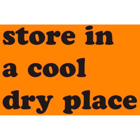 Decker Tape Products DL1804 Store In Cool Dry Place" Climate Labels, 5"L x 3"W, Fluorescent Orange & Black, Roll of 500 image.