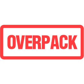 Decker Tape Products DL1864 Paper Labels with "Overpack" Print, 6"L x 2"W, White/Red, 500/Roll image.