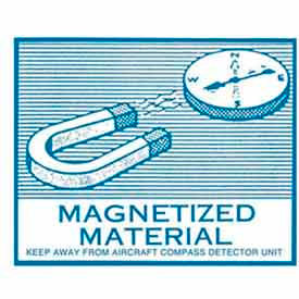 Decker Tape Products DL1910 Paper Labels w/ "Magnetized" Print, 3-9/16"L x 4-5/16"W, White & Blue, Roll of 500 image.