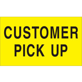 Decker Tape Products DL2121 Shipping Labels w/ "Customer Pick Up" Print, 5"L x 3"W, Bright Yellow, Roll of 500 image.
