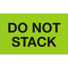 Decker Tape Products DL2241 Paper Labels w/ "Do Not Stack" Print, 5"L x 3"W, Fluorescent Green & Black, Roll of 500 image.