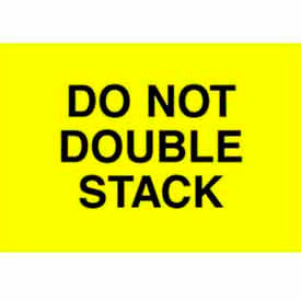Decker Tape Products DL2265 Paper Labels w/ "Do Not Double Stack" Print, 3"L x 2"W, Bright Yellow & Black, Roll of 500 image.