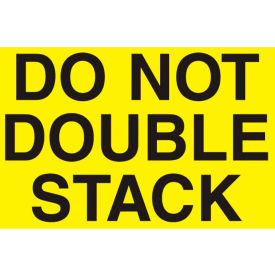 Decker Tape Products DL2266 Paper Labels w/ "Do Not Double Stack" Print, 5"L x 3"W, Bright Yellow & Black, Roll of 500 image.