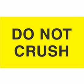 Decker Tape Products DL2322 Paper Labels w/ "Do Not Crush" Print, 3"L x 2"W, Bright Yellow & Black, Roll of 500 image.