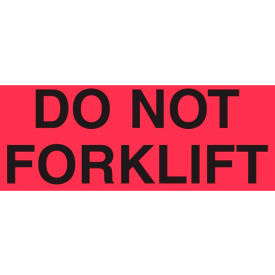 Decker Tape Products DL2342 Paper Labels w/ "Do Not Forklift" Print, 5"L x 3"W, Fluorescent Red & Black, Roll of 500 image.