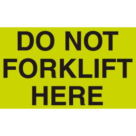 Decker Tape Products DL2343 Paper Labels w/ "Do Not Forklift Here" Print, 5"L x 3"W, Fluorescent Green, Roll of 500 image.