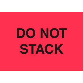 Decker Tape Products DL2344 Paper Labels w/ "Do Not Stack" Print, 3"L x 2"W, Fluorescent Red & Black, Roll of 500 image.