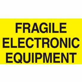Decker Tape Products DL2441 Fragile Electric Equipment" Labels, 5"L x 3"W, Bright Yellow, Roll of 500 image.