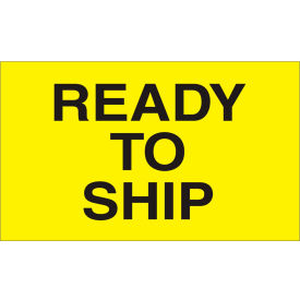 Decker Tape Products DL2641 Shipping Labels w/ "Ready To Ship" Print, 5"L x 3"W, Bright Yellow & Black, Roll of 500 image.