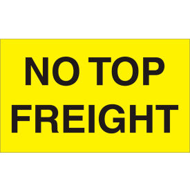 Decker Tape Products DL2741 Top Labels w/ "No Top Freight" Print, 5"L x 3"W, Bright Yellow, Roll of 500 image.