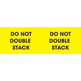 Decker Tape Products DL3101 Paper Labels w/ "Do Not Double Stack" Print, 3"L x 10"W, Bright Yellow & Black, Roll of 500 image.