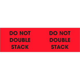 Decker Tape Products DL3102 Paper Labels w/ "Do Not Double Stack" Print, 3"L x 10"W, Fluorescent Red, Roll of 500 image.