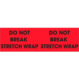 Decker Tape Products DL3111 Paper Labels w/ "Do Not Break Stretch Wrap" Print, 3"L x 10"W, Fluorescent Red, Roll of 500 image.