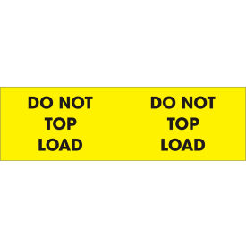 Decker Tape Products DL3122 Paper Labels w/ "Dont Top Load" Print, 3"L x 10"W, Bright Yellow & Black, Roll of 500 image.