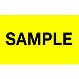 Decker Tape Products DL3263 Paper Labels w/ "Sample" Print, 5"L x 3"W, Bright Yellow & Black, Roll of 500 image.