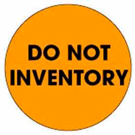 Decker Tape Products DL3578 2" Dia. Round Paper Labels w/ "Do Not Inventory" Print, Fluorescent Orange & Black, Roll of 500 image.