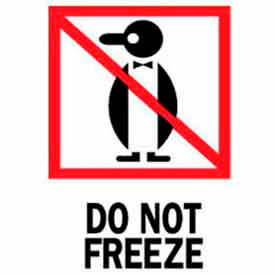 Decker Tape Products DL4020 Paper Labels w/ "Do Not Freeze" Print, 4"L x 3"W, White/Red/Black, Roll of 500 image.