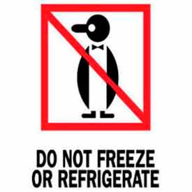 Decker Tape Products DL4040 Paper Labels w/ "Do Not Freeze or Refrigerate" Print, 4"L x 3"W, White/Red/Black, Roll of 500 image.