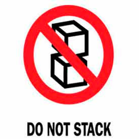 Decker Tape Products DL4080 Paper Labels w/ "Do Not Stack" Print, 4"L x 3"W, White/Red/Black, Roll of 500 image.
