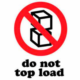 Decker Tape Products DL4140 Paper Labels w/ "Do Not Top Load" Print, 4"L x 3"W, White/Red/Black, Roll of 500 image.