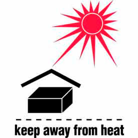 Decker Tape Products DL4191 Paper Labels w/ "Keep Away From Heat" Print, 6"L x 4"W, White/Red/Black, Roll of 500 image.