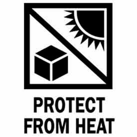 Decker Tape Products DL4400 Paper Labels w/ "Protect From Heat" Print, 4"L x 3"W, White/Red/Black, Roll of 500 image.