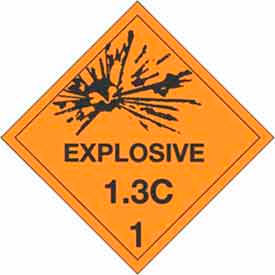 Decker Tape Products DL5060 1.3 Explosive C" Hazard Class 1 Labels, 4"L x 4"W, Orange & Black, Roll of 500 image.