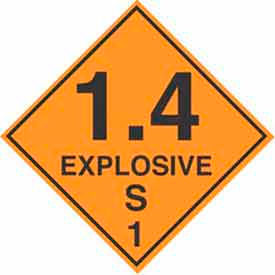 Decker Tape Products DL5091 1.4 Explosive S" Hazard Class 1 Labels, 4"L x 4"W, Orange & Black, Roll of 500 image.