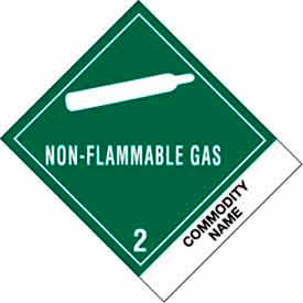 Decker Tape Products DL510P-B Non Flammable Gas Blank" Class 2 Labels, 4-3/4"L x 4"W, Green & White, Roll of 500 image.