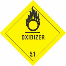 Decker Tape Products DL5160 Oxidizer 5.1" Hazard Class 5 Labels, 4"L x 4"W, Yellow & Black, Roll of 500 image.