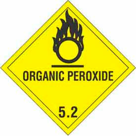 Decker Tape Products DL5170 Organic Peroxide" Hazard Class 5 Labels, 4"L x 4"W, Yellow & Black, Roll of 500 image.