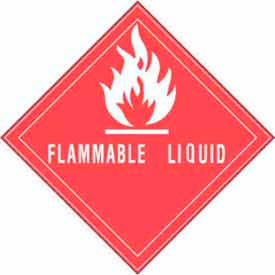 Decker Tape Products DL5780 Paper Labels w/ "Flammable Liquid" Print, 4"L x 4"W, Red & White, Roll of 500 image.
