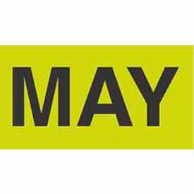 Decker Tape Products DL6781 Paper Labels w/ "May" Print, 3"L x 2"W, Fluorescent Green & Black, Roll of 500 image.