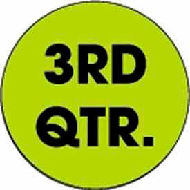 Decker Tape Products DL6999 2" Dia. Round Paper Labels w/ "3rd Quarter" Print, Fluorescent Green & Black, Roll of 500 image.