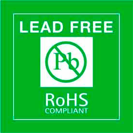 Decker Tape Products DL7035 Paper Labels w/ "Lead Free RoHS" Print, 4"L x 4"W, Green & White, Roll of 500 image.
