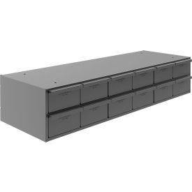 Steel Drawer Cabinet, 12 Drawers, 33-13/16"W x 12-5/16"D x 7-3/8"H, Gray view 2