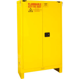 Global Industrial 240429 Global Industrial™ Flammable Cabinet W/Legs, Self Close Double Door, 45 Gal., 43"Wx18"Dx69"H image.