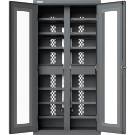 Global Industrial Stationary Charging Station Cabinet 16 36-1/16"W x 23-7/8"D x 72"H Gray 