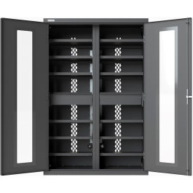 Global Industrial Stationary Charging Station Cabinet 16 48-1/16"W x 23-7/8"D x 72"H Gray 