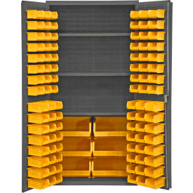 Durham Mfg Co. 3501-BDLP-102-3S-95 Durham Storage Bin Cabinet 501-BDLP-102-3S-95 - 102 Yellow Hook-On Bins,3 Shelves 36"W x 24"D x 72"H image.