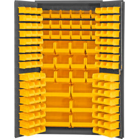 Durham Mfg Co. 3501-BDLP-132-95 Durham Storage Bin Cabinet 3501-BDLP-132-95 - 132 Yellow Hook-on Bins 36"W x 24"D x 72"H image.