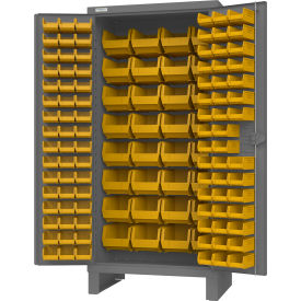 Durham Mfg.® Heavy Duty Bin Storage Cabinet 126 Bins All-Welded 36"W x 24"D x 78"H Gray 