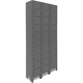 Durham Mfg. 10 Tier 30 Door Cell Phone Locker w/ Hasp Lock 27"W x 9"D x 66-9/16"H Gray Assembled 