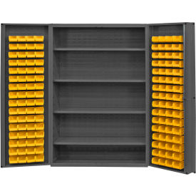 Durham Mfg Co. DC48-128-4S-95 Durham Storage Bin Cabinet DC48-128-4S-95 - 128 Yellow Hook-on Bins, 4 Shelves 48"W x 24"D x 72"H image.
