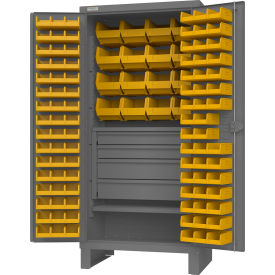 Durham Mfg.® Extra Heavy Duty Bin Cabinet 110 Bins All-Welded 36"W x 24"D x 78"H Gray 