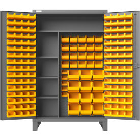 Durham Mfg.® Maintenance Cabinet 12 Ga. 165 Yellow Bins All-Welded 48"W x 24"D x 78"H Gray 